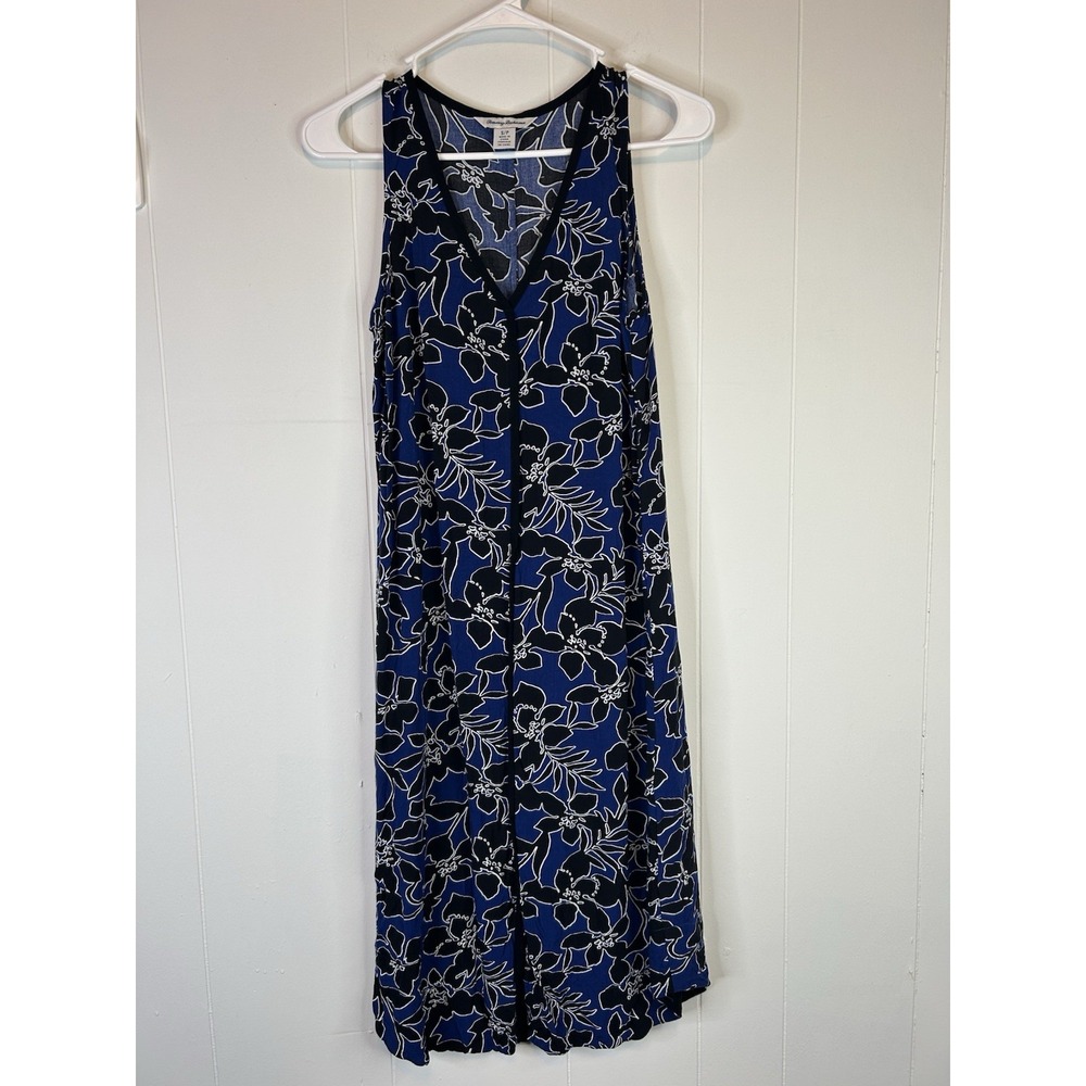 Tommy Bahama Women's Size Small Blue Floral Midi Dress Sleeveless Resort 192